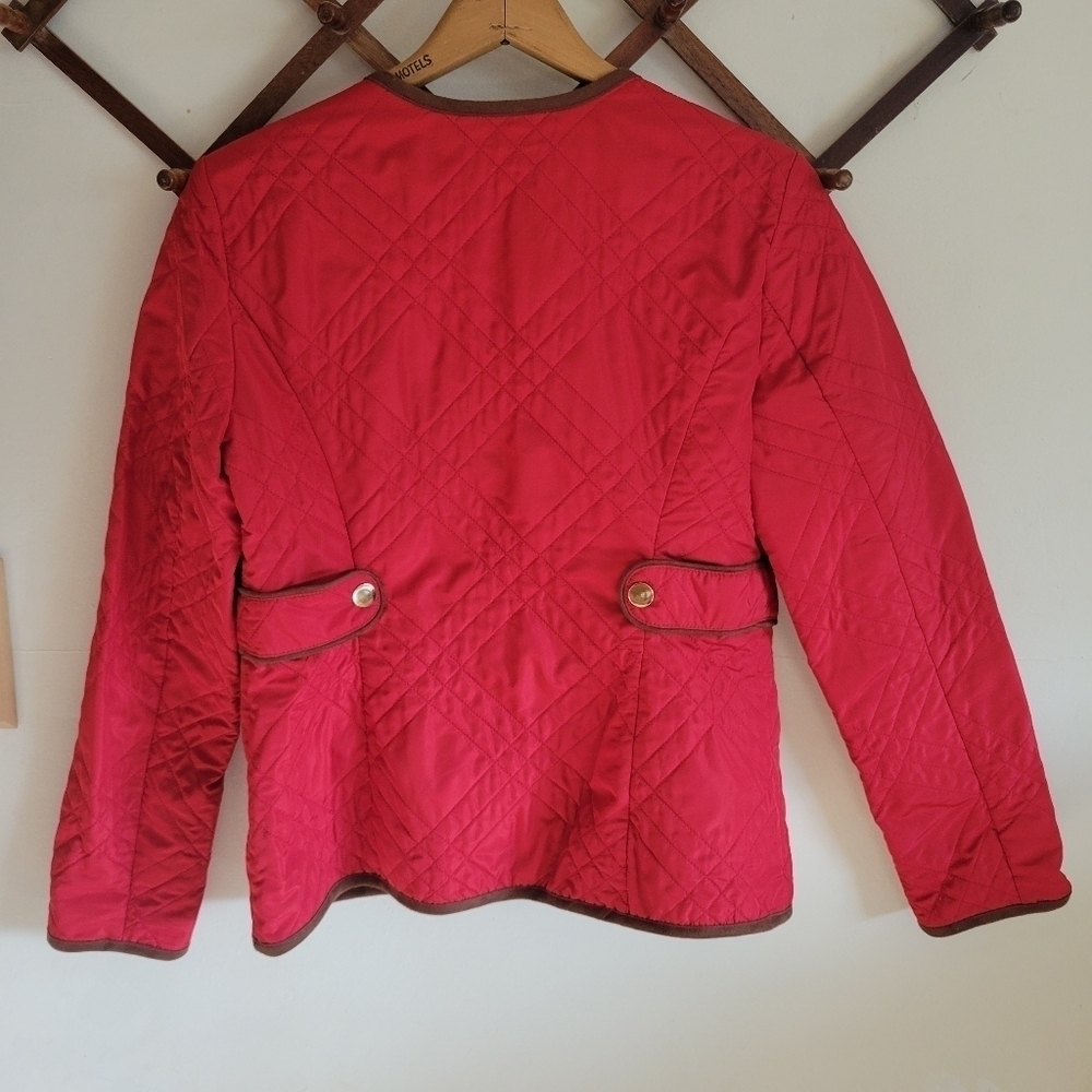 Charter Club Quilted Blazer Jacket Red Gold Decal Small S - Picture 6 of 8